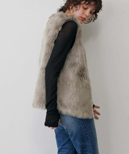 【LARUTA】長款仿皮草馬甲