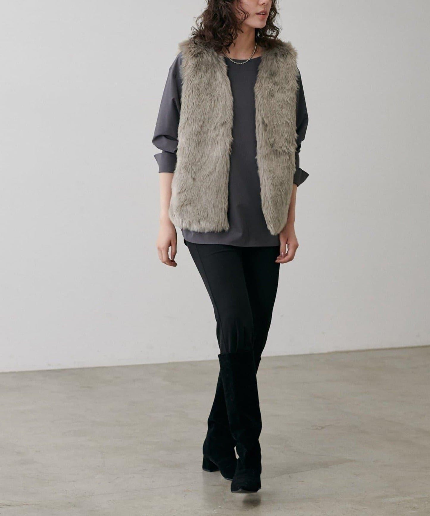 【LARUTA】長款仿皮草馬甲