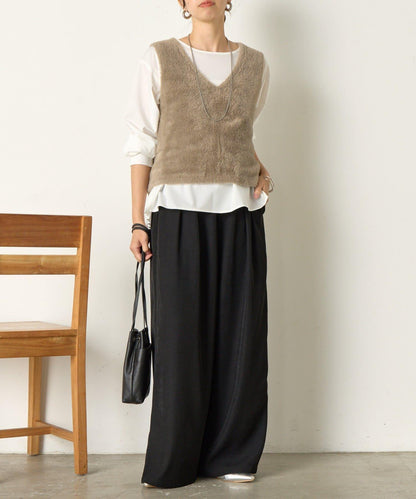 羽毛馬甲套裝襯衫