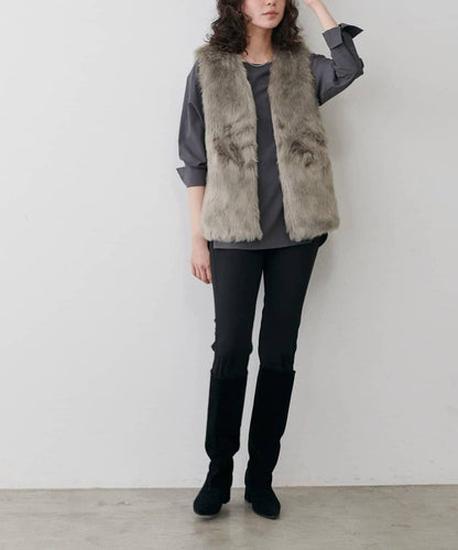 【LARUTA】長款仿皮草馬甲
