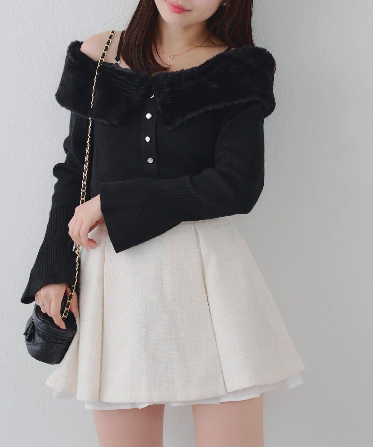 仿皮草翻領開衫
