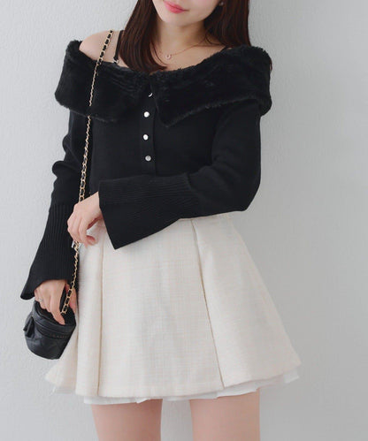 仿皮草翻領開衫