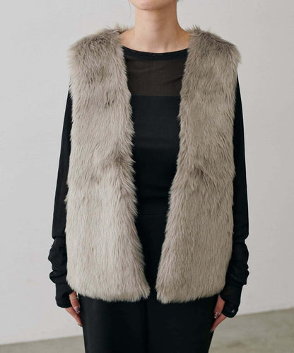 【LARUTA】長款仿皮草馬甲