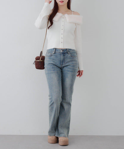 仿皮草翻領開衫