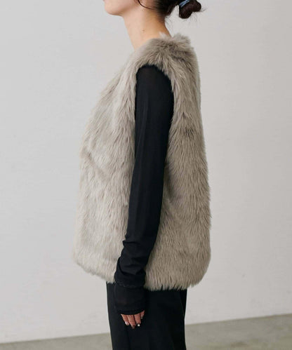 【LARUTA】長款仿皮草馬甲