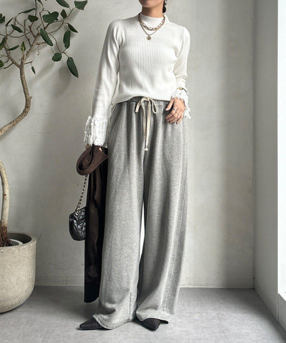 流蘇袖口羅紋針織衫