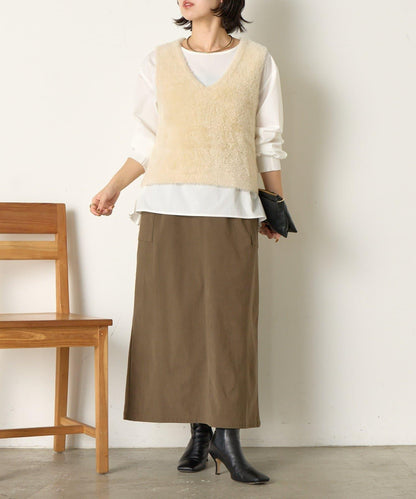 羽毛馬甲套裝襯衫