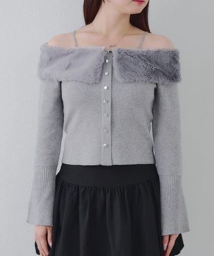 仿皮草翻領開衫