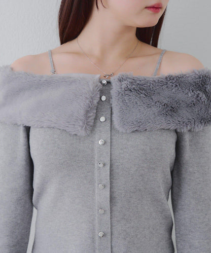 仿皮草翻領開衫