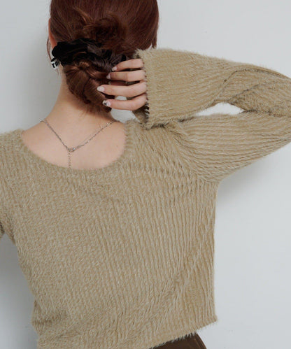 毛邊扭結套頭衫