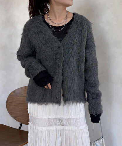 長款毛邊開衫