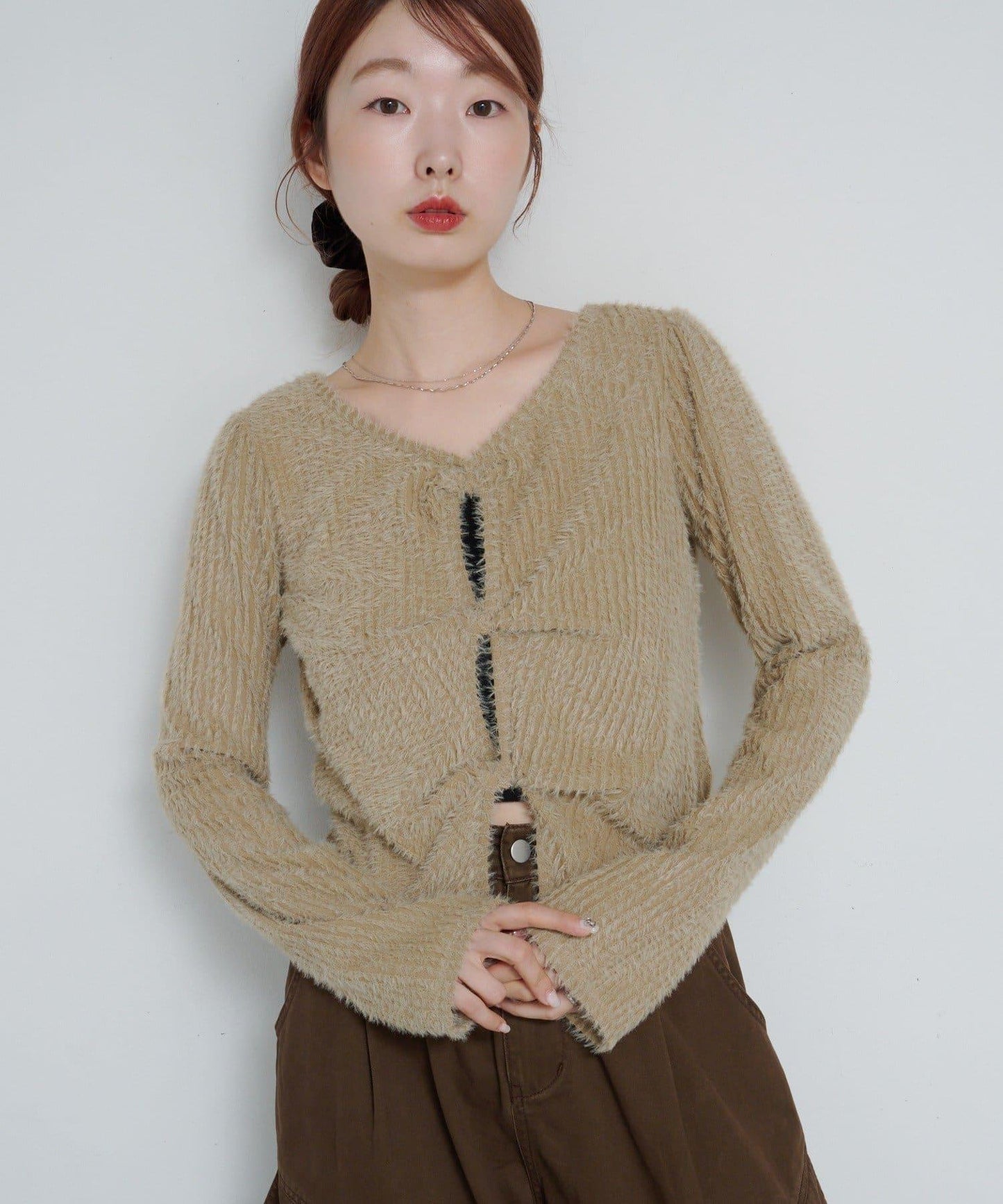 毛邊扭結套頭衫