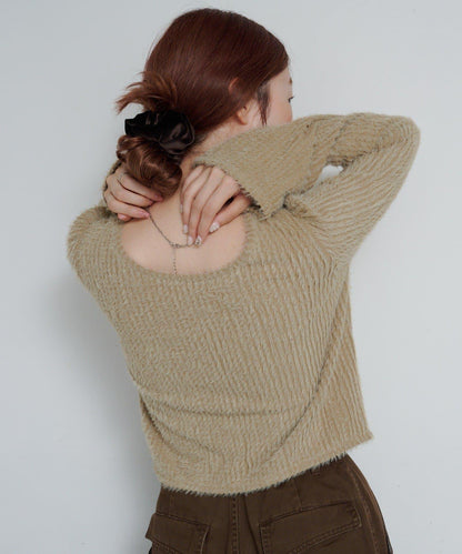 毛邊扭結套頭衫