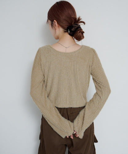 毛邊扭結套頭衫