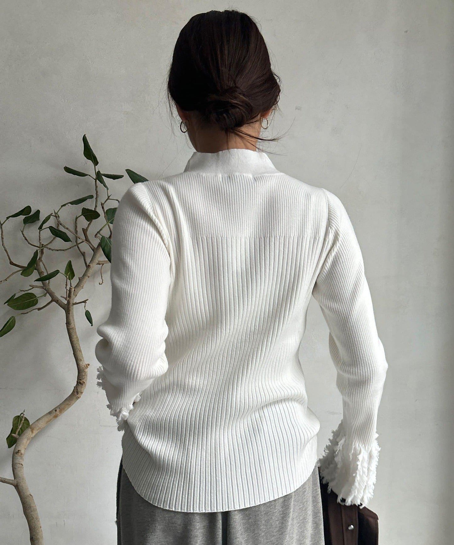 流蘇袖口羅紋針織衫