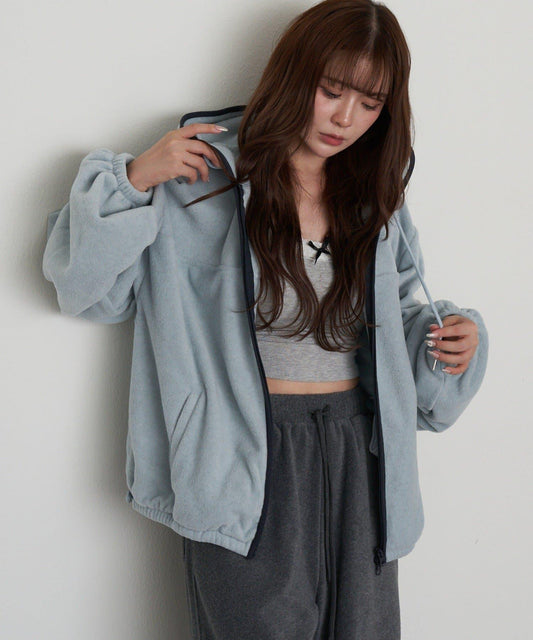 連帽拉鍊抓絨外套