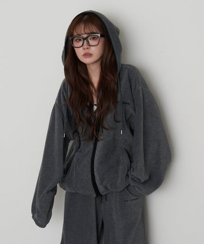 連帽拉鍊抓絨外套