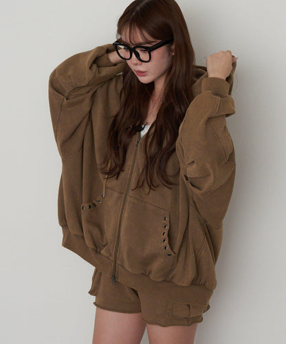 水洗色寬鬆衛衣 / 連帽衫