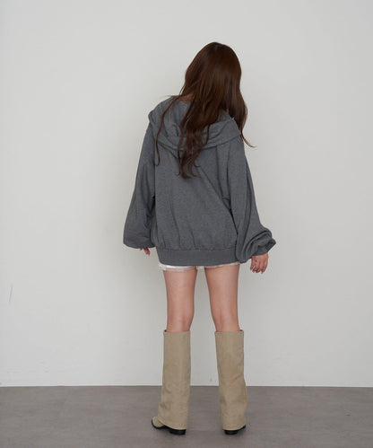 徽標貼布連帽拉鍊衛衣