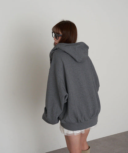 徽標貼布連帽拉鍊衛衣