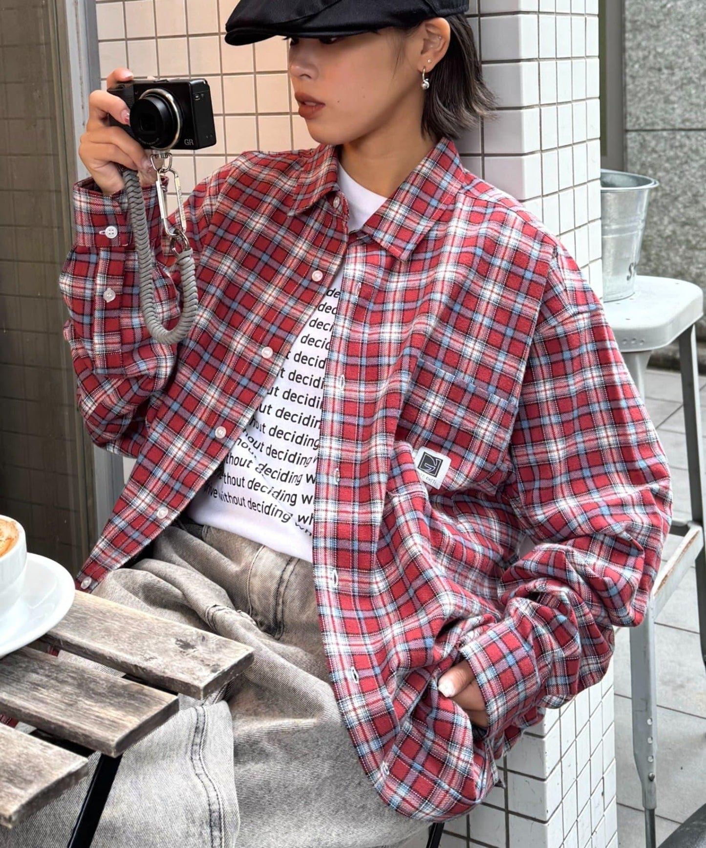 【PATTIPATTI】寬鬆格紋法蘭絨襯衫