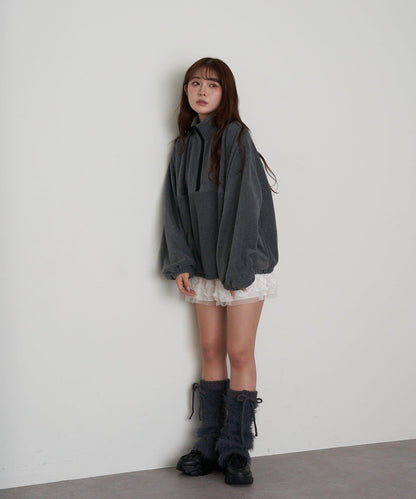 半拉鍊胸部刺繡抓絨衫