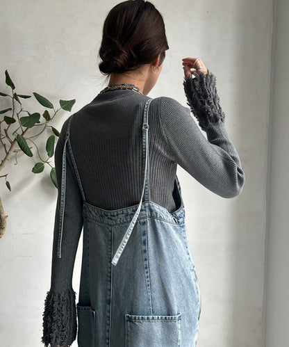 流蘇袖口羅紋針織衫