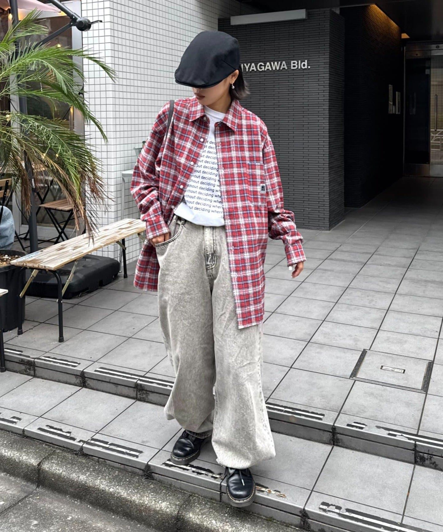 【PATTIPATTI】寬鬆格紋法蘭絨襯衫