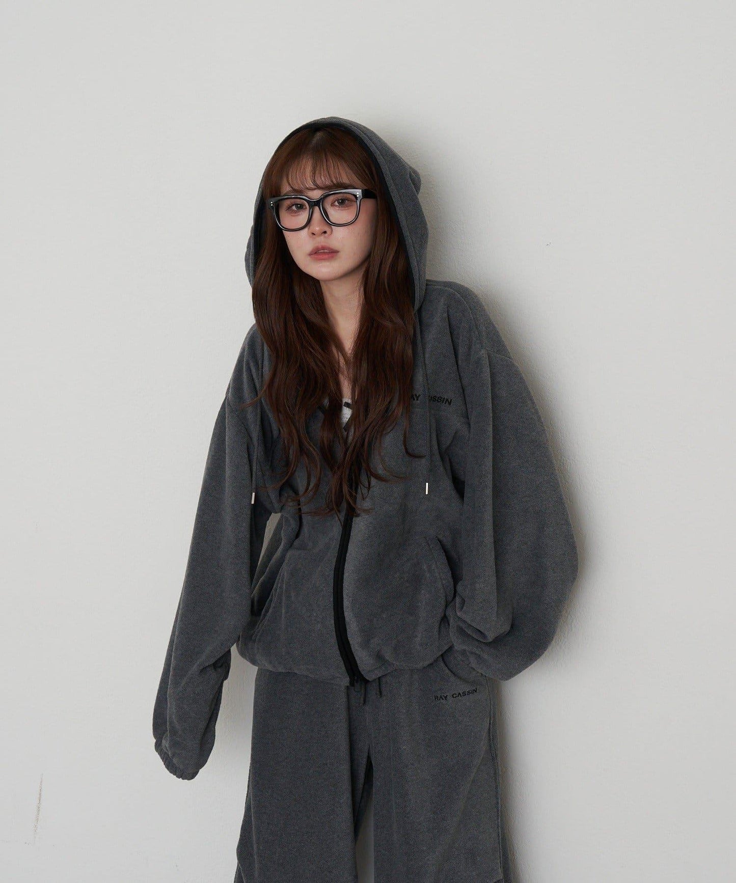 連帽拉鍊抓絨外套