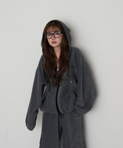 連帽拉鍊抓絨外套