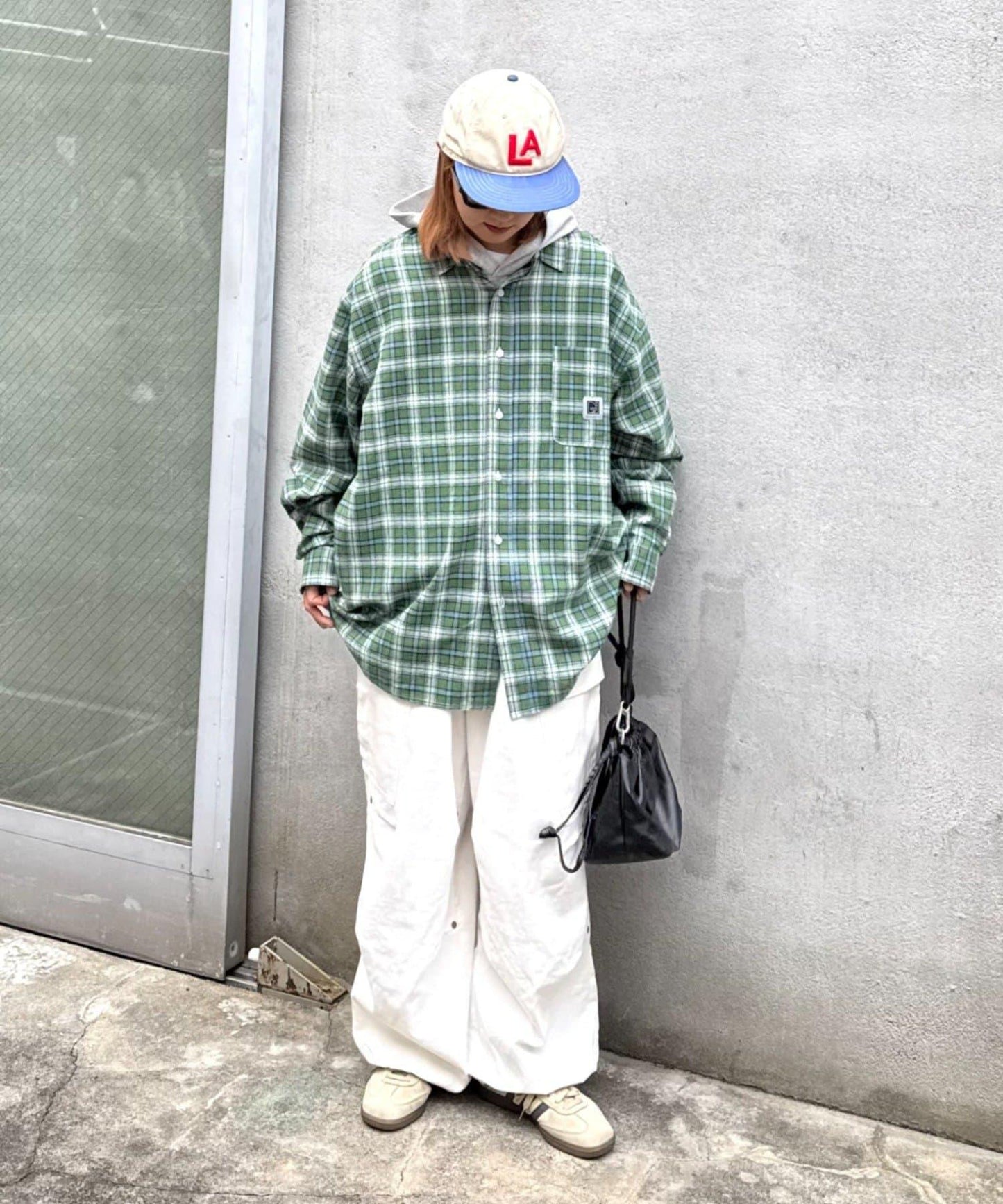 【PATTIPATTI】寬鬆格紋法蘭絨襯衫