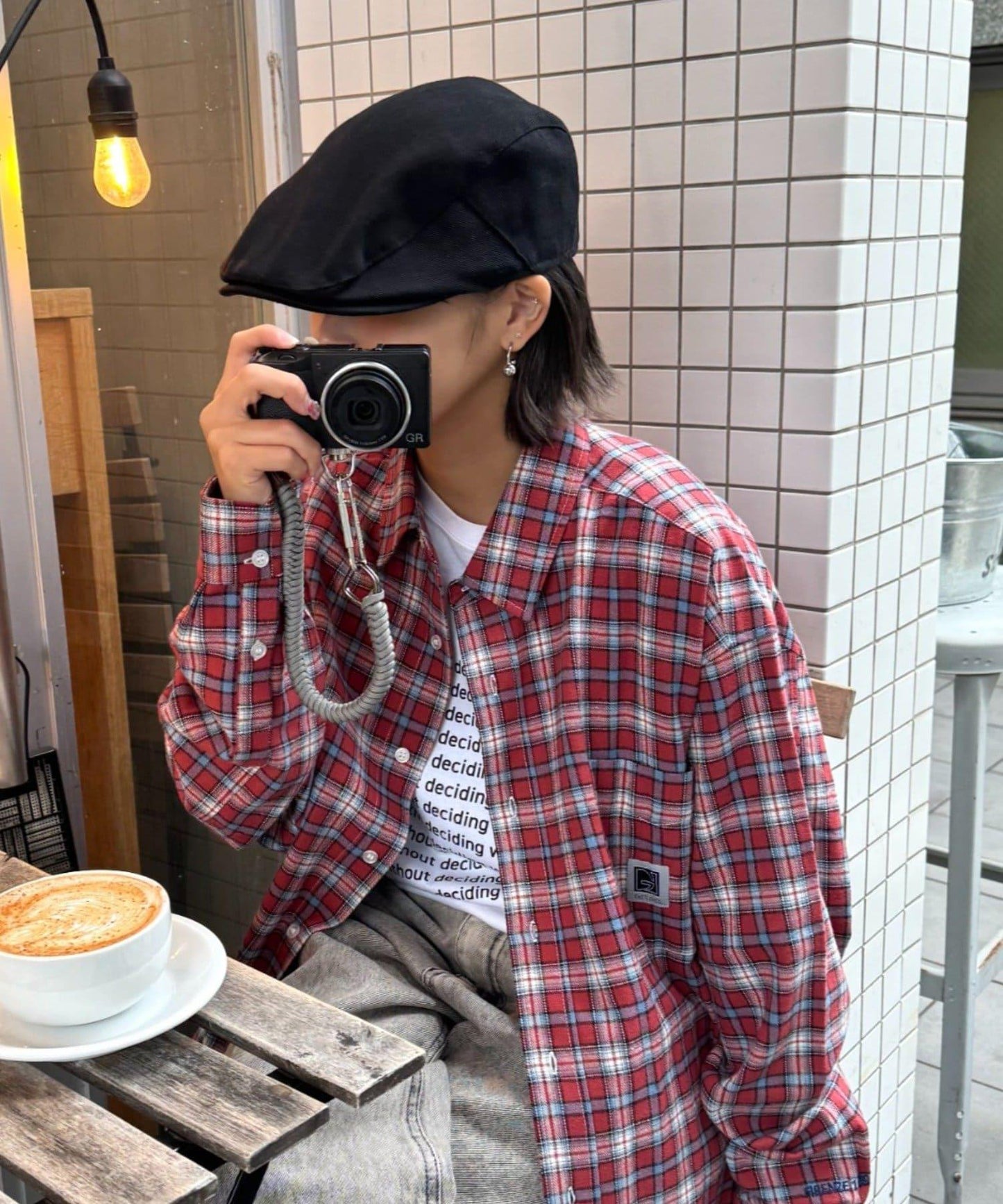 【PATTIPATTI】寬鬆格紋法蘭絨襯衫