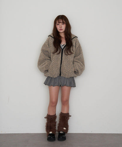 連帽拉鍊抓絨外套