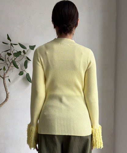 流蘇袖口羅紋針織衫