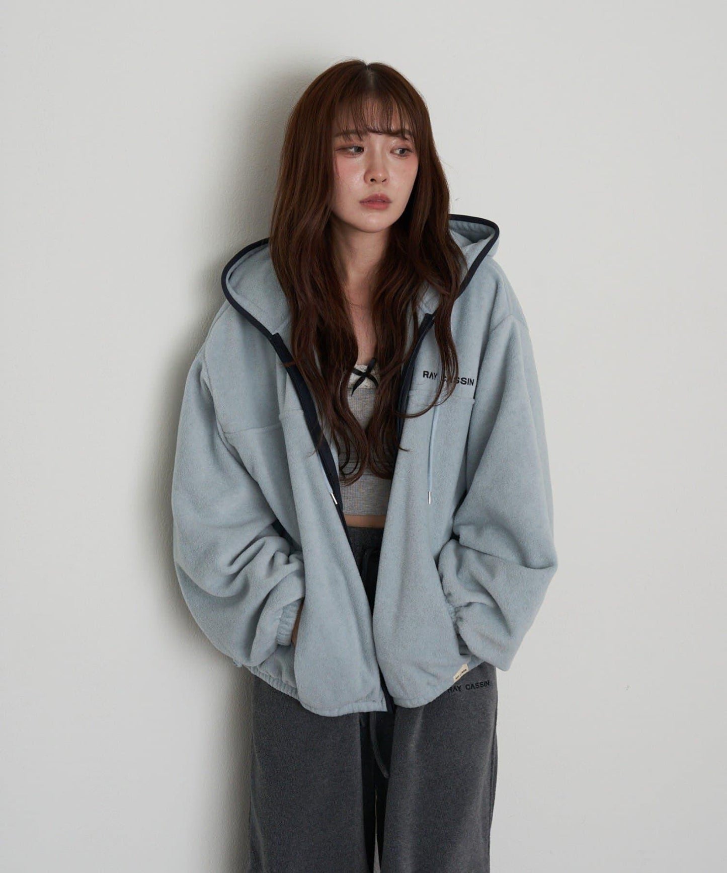 連帽拉鍊抓絨外套