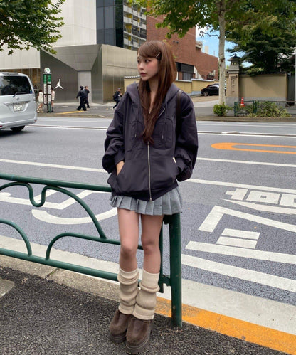 徽標貼布連帽拉鍊衛衣