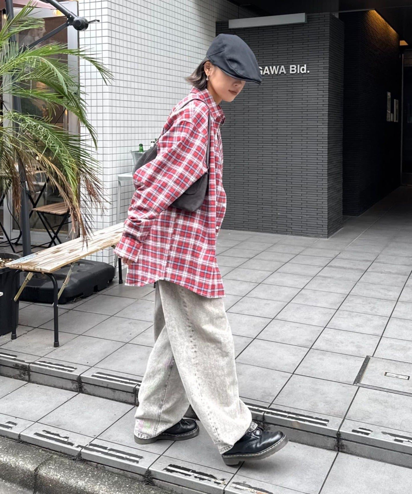 【PATTIPATTI】寬鬆格紋法蘭絨襯衫