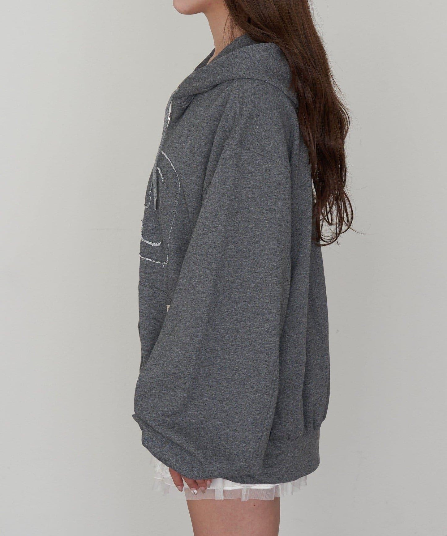 徽標貼布連帽拉鍊衛衣