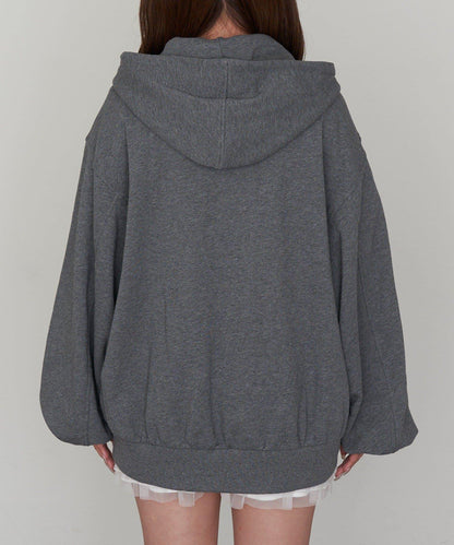 徽標貼布連帽拉鍊衛衣