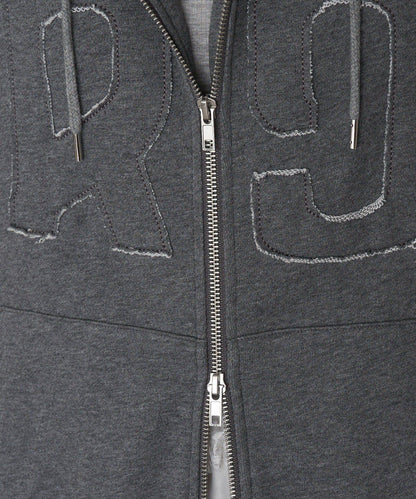 徽標貼布連帽拉鍊衛衣