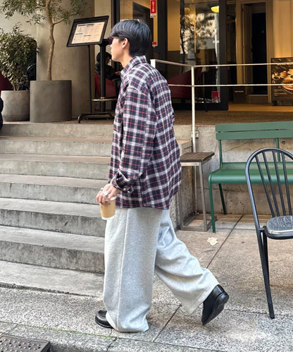 【PATTIPATTI】寬鬆格紋法蘭絨襯衫