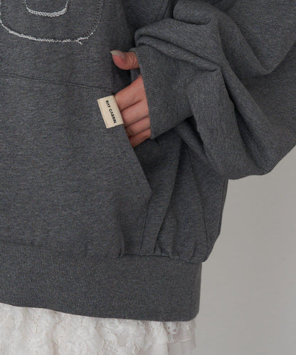 徽標貼布連帽拉鍊衛衣