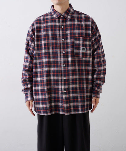 【PATTIPATTI】寬鬆格紋法蘭絨襯衫