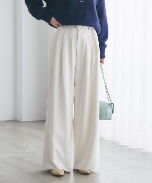 配腰帶寬鬆長褲