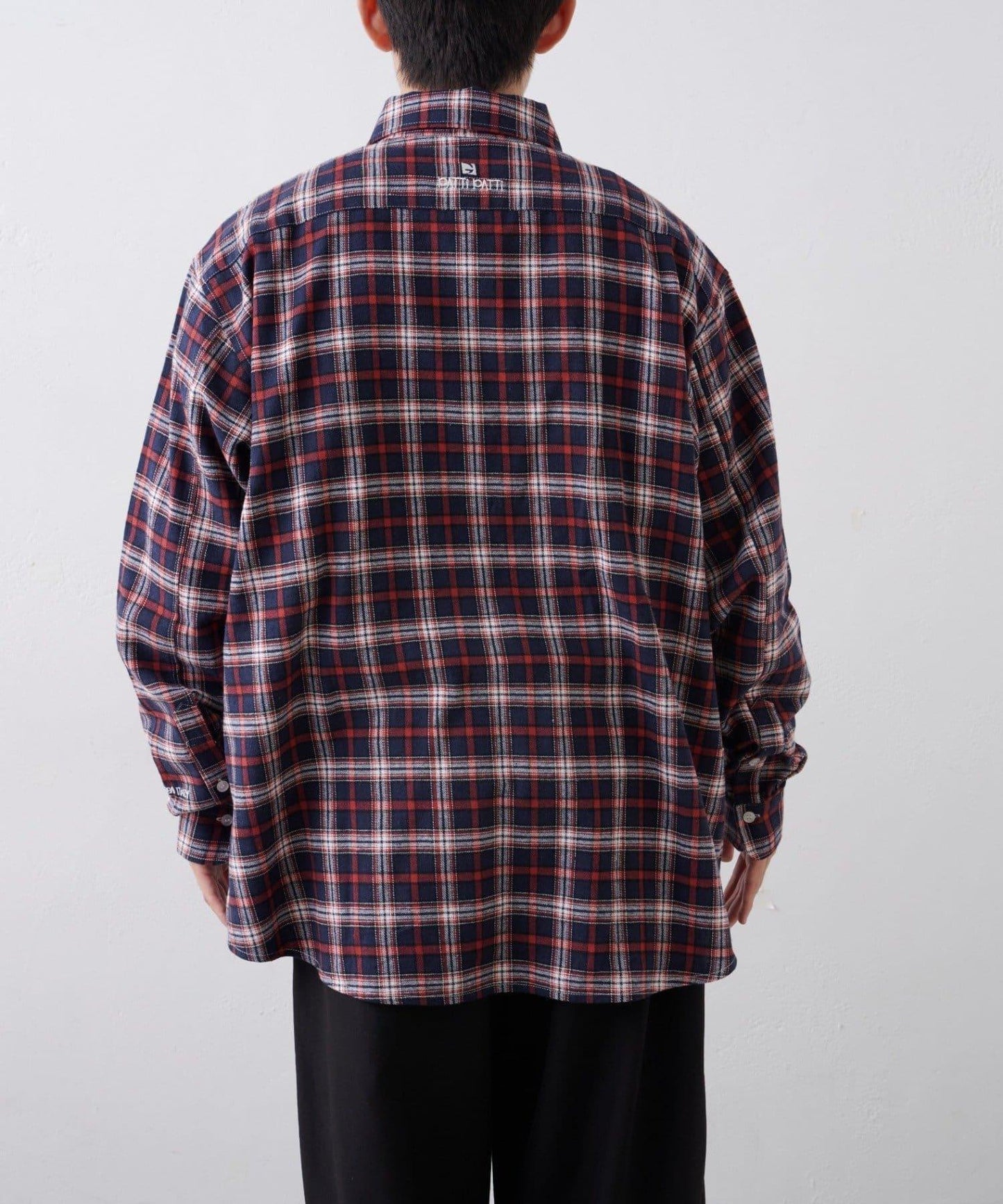 【PATTIPATTI】寬鬆格紋法蘭絨襯衫