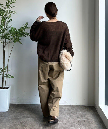 【DouDou】斜紋寬腿褲