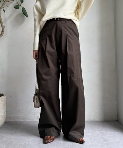 【DouDou】斜紋寬腿褲