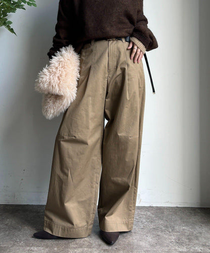 【DouDou】斜紋寬腿褲