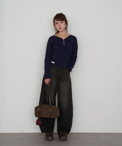 拼接設計牛仔褲