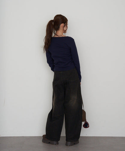 拼接設計牛仔褲